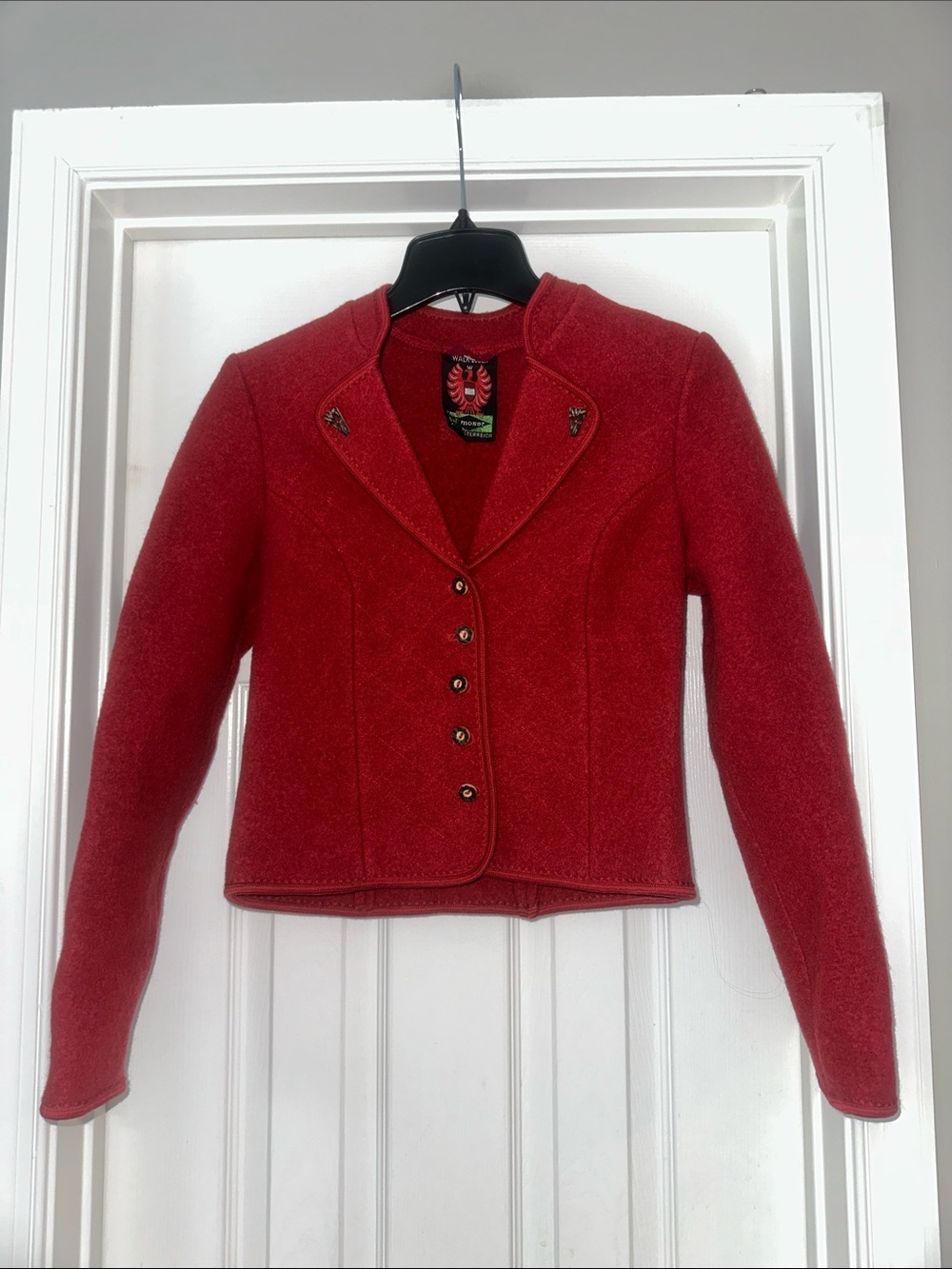 H. Moser Walk-Loden Women's Traditional Jacket Red, Wool , Traditional Alphorn